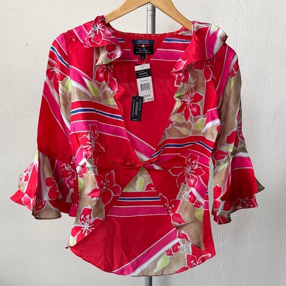 Tommy Hilfiger Tops - NWT Tommy Hilfiger Tie front Silk Blouse Size Small